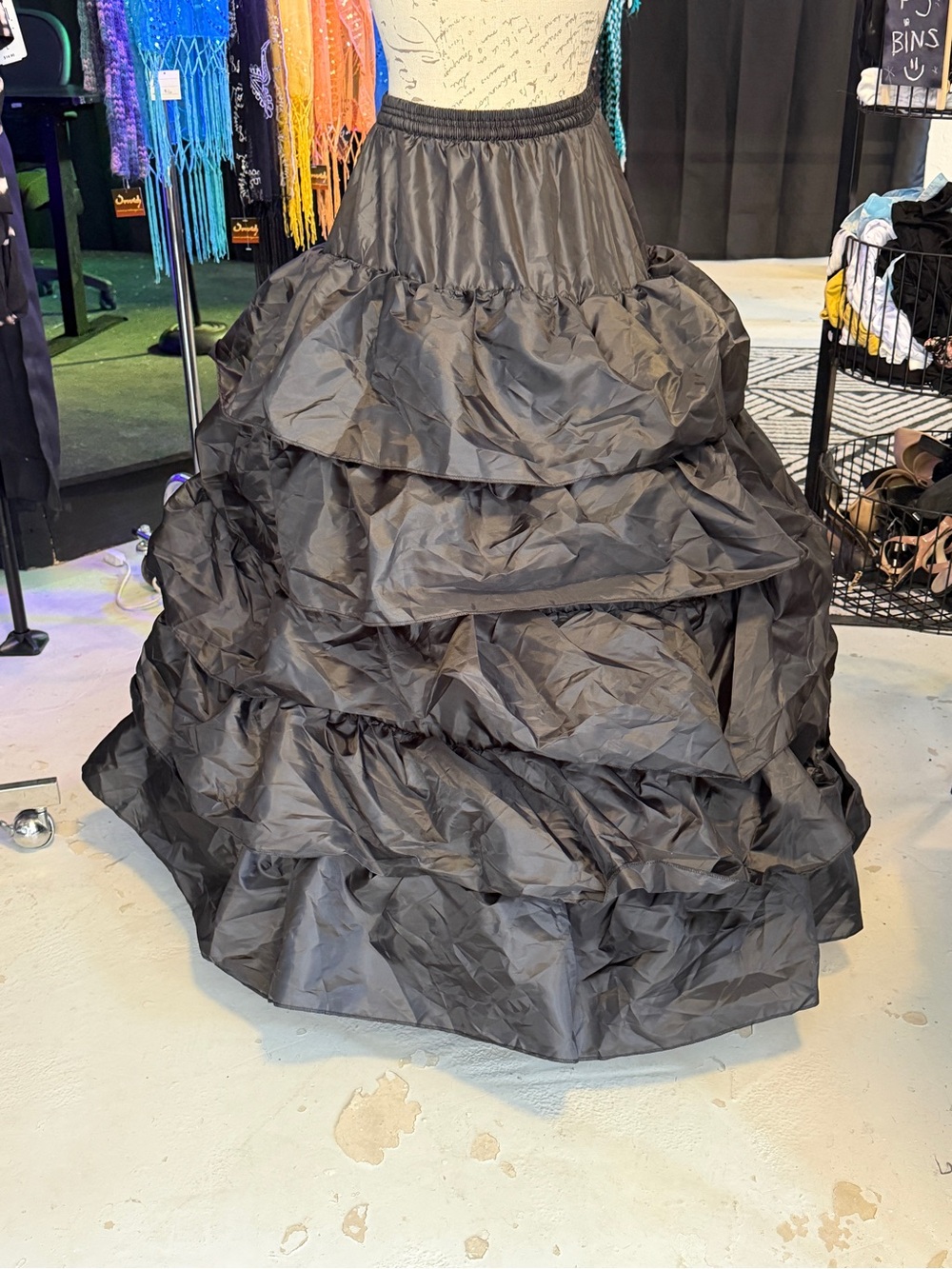Black Tiered Ruffle hoop skirt— Classic Full-Length Women’s Skirt